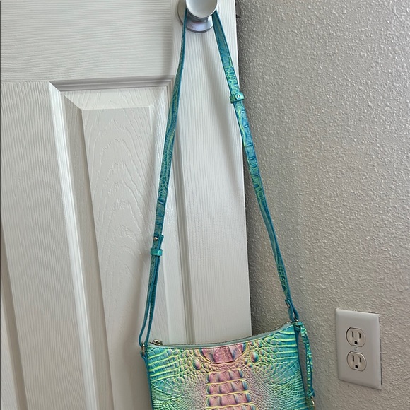 Brahmin Blue and Pink Shoulder Bag with Textured Design - Picture 2 of 7